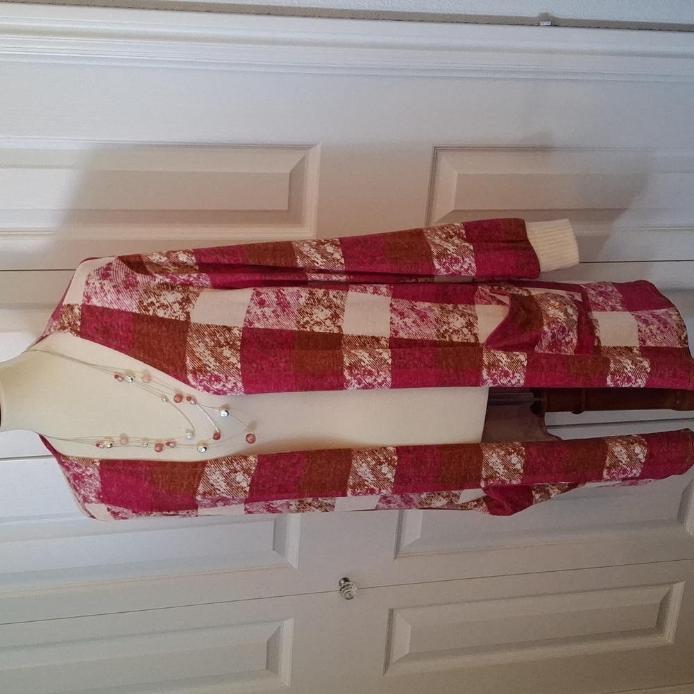Plaid Open-Front Cardigan Sweater - Picture 2 of 6
